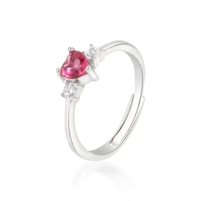 Anello in argento con cuore "Pink Gemstone"