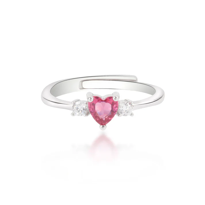 Anello in argento con cuore "Pink Gemstone"