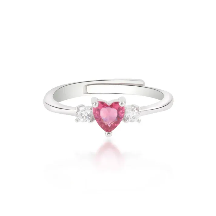 Anello in argento con cuore "Pink Gemstone"