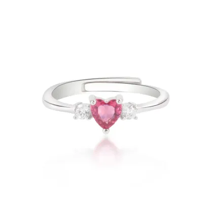Anello in argento con cuore "Pink Gemstone"