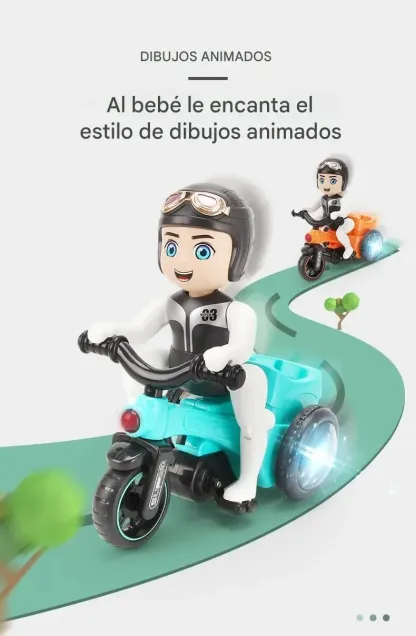 Triciclo giocattolo Stunt Bike con rotazione automatica a 360 gradi e luci danzanti 4D