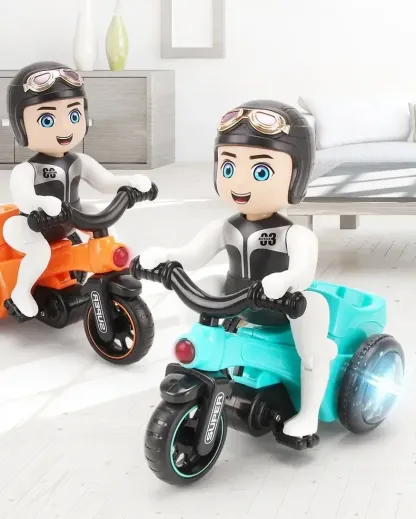 Triciclo giocattolo Stunt Bike con rotazione automatica a 360 gradi e luci danzanti 4D