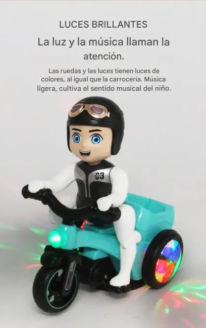 Triciclo giocattolo Stunt Bike con rotazione automatica a 360 gradi e luci danzanti 4D