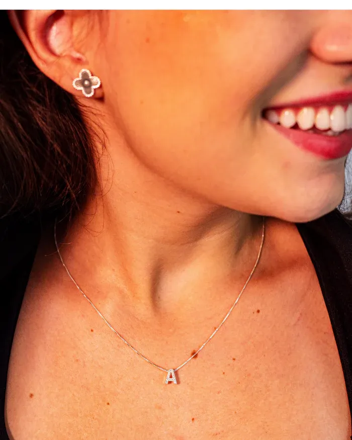 Collana con lettera iniziale tempestata di argento 925 I 45 cm