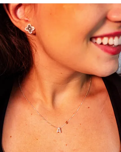 Collana con lettera iniziale tempestata di argento 925 I 45 cm