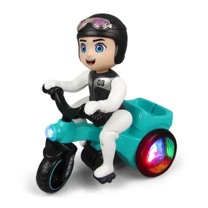 Triciclo giocattolo Stunt Bike con rotazione automatica a 360 gradi e luci danzanti 4D