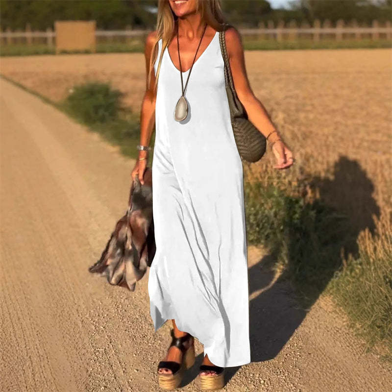 🔥👗Abito lungo con scollo a V da donna