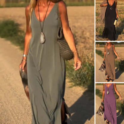 🔥👗Abito lungo con scollo a V da donna