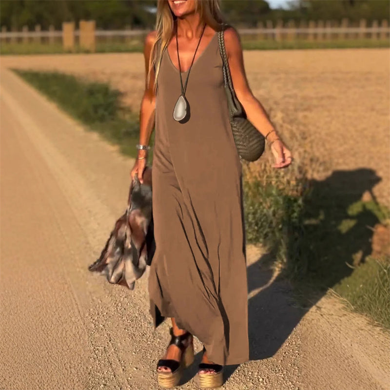 🔥👗Abito lungo con scollo a V da donna