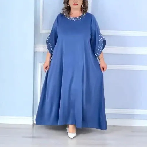 🔥👗Abito decorato con perle da donna di grandi dimensioni