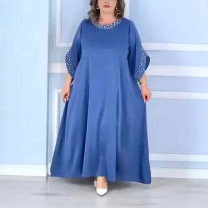 🔥👗Abito decorato con perle da donna di grandi dimensioni