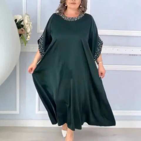 🔥👗Abito decorato con perle da donna di grandi dimensioni