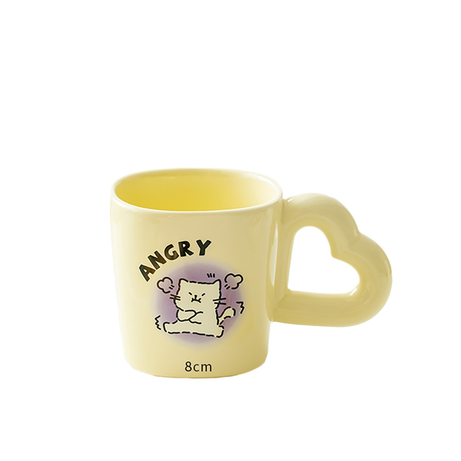 Customizable Cartoon Cat Ceramic Mug – 14oz Cute Coffee Cup with Animal Letters, Microwave-Safe & Gift Box (Purple/Pink/Blue)