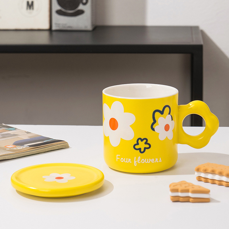 Floral Illustration DURABLE CHINA Ceramic Mug – 11oz Aesthetic Coffee 