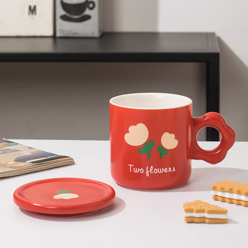 Floral Illustration DURABLE CHINA Ceramic Mug – 11oz Aesthetic Coffee 