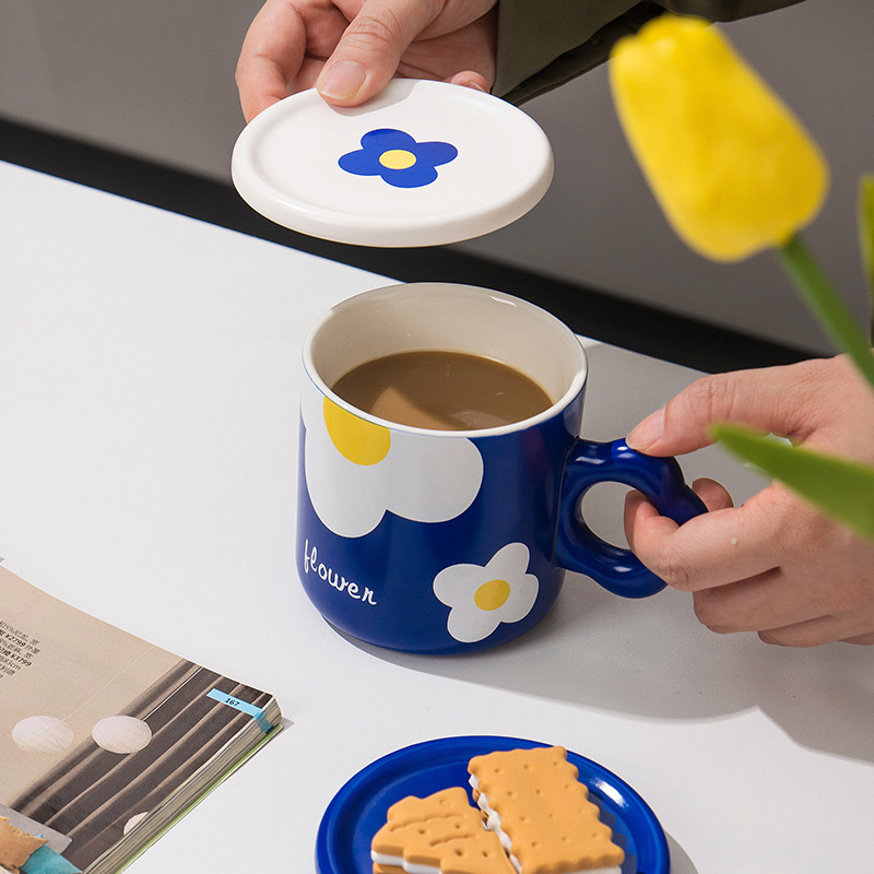 Floral Illustration DURABLE CHINA Ceramic Mug – 11oz Aesthetic Coffee 