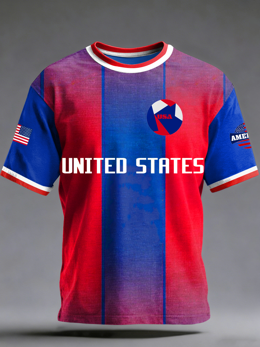 Men's US Printed Vintage Fashion Loose Short Sleeve T-Shirt