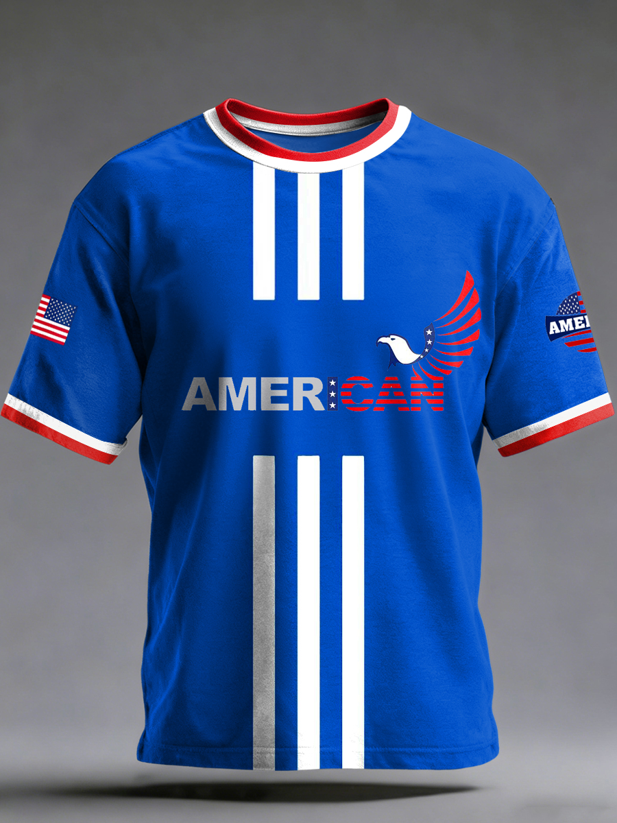 Men's US Printed Vintage Fashion Loose Short Sleeve T-Shirt