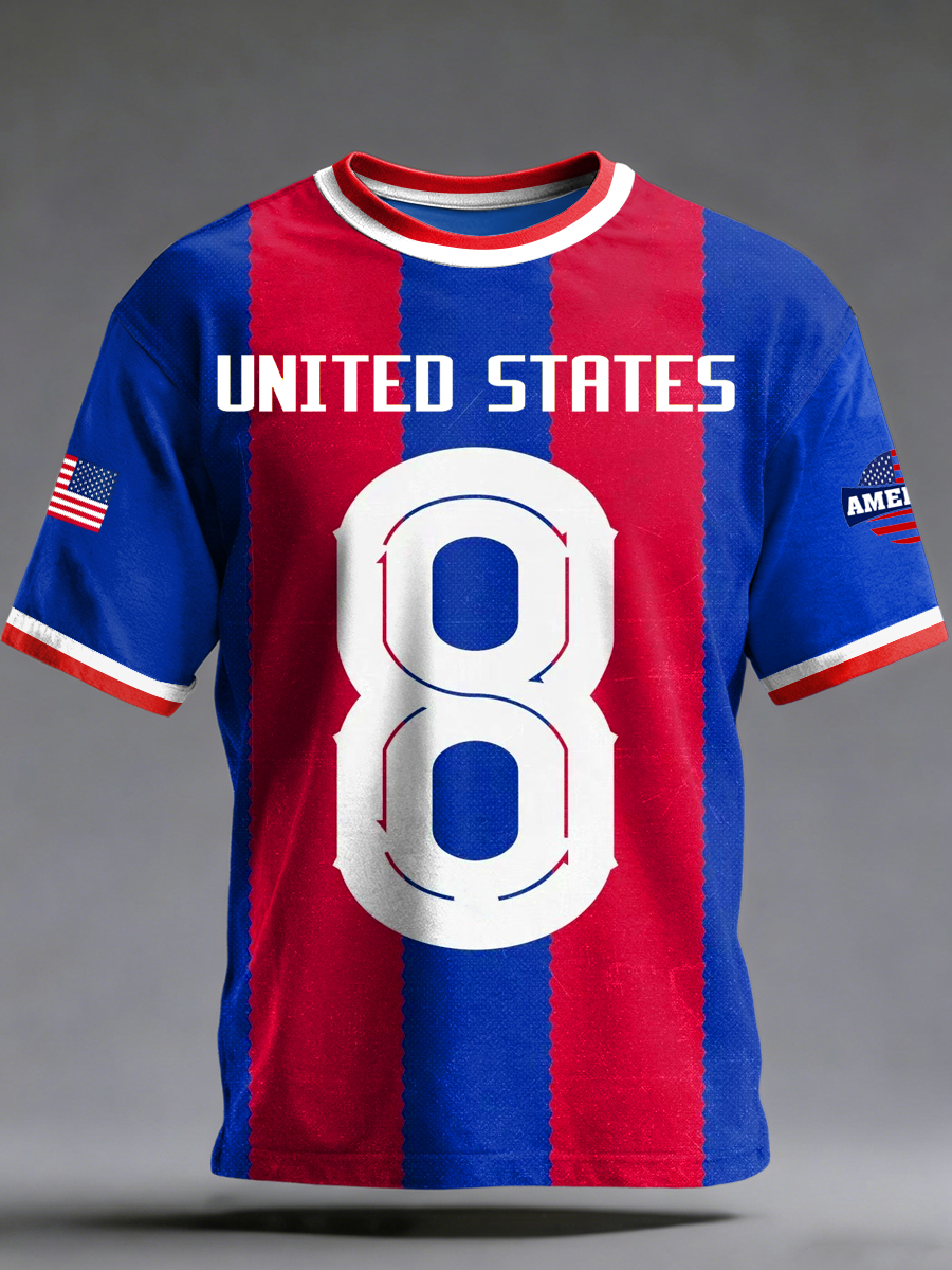 Men's US Printed Vintage Fashion Loose Short Sleeve T-Shirt