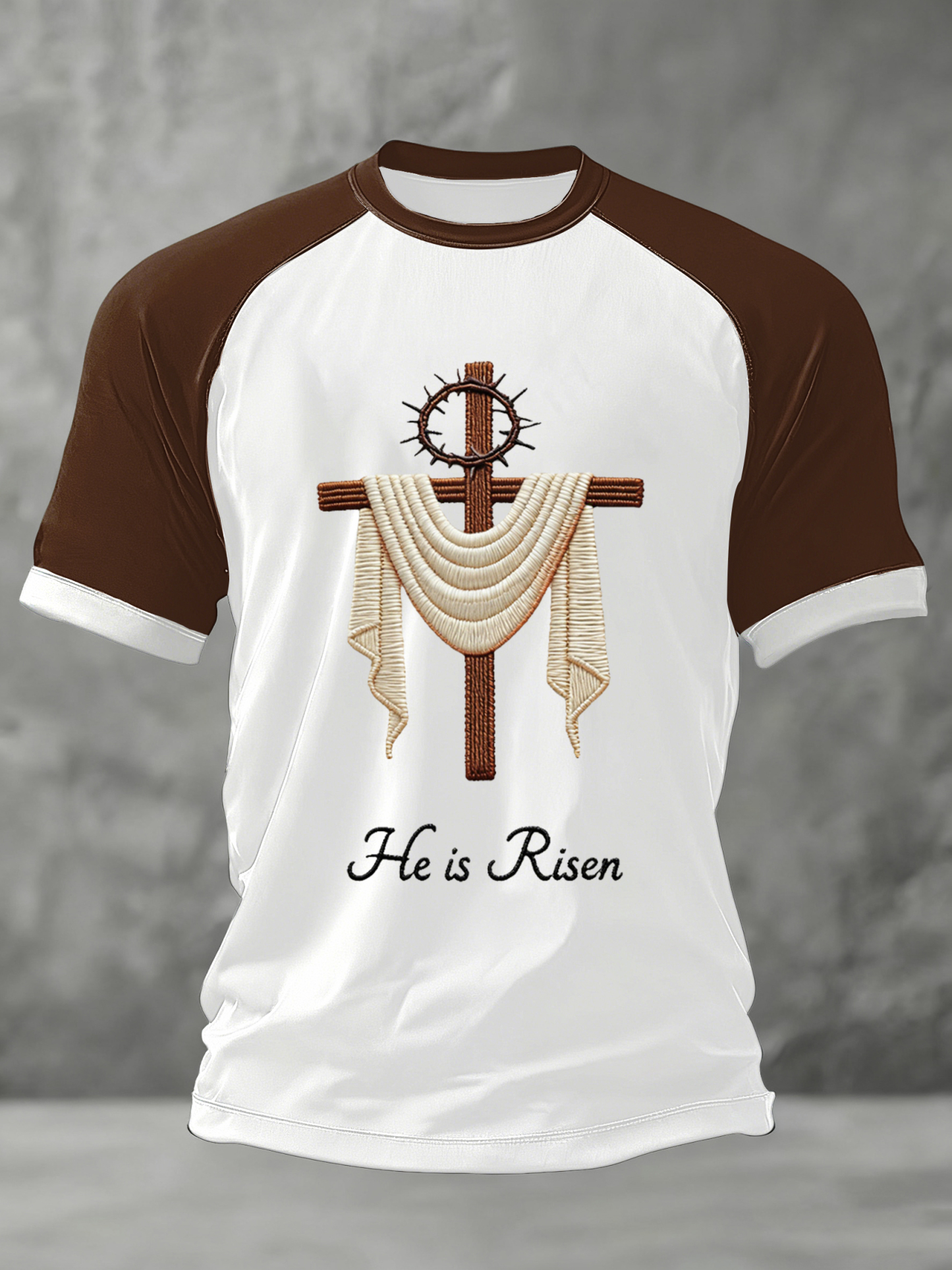 Men's He Is Risen Jesus Christian Cross Print Tee
