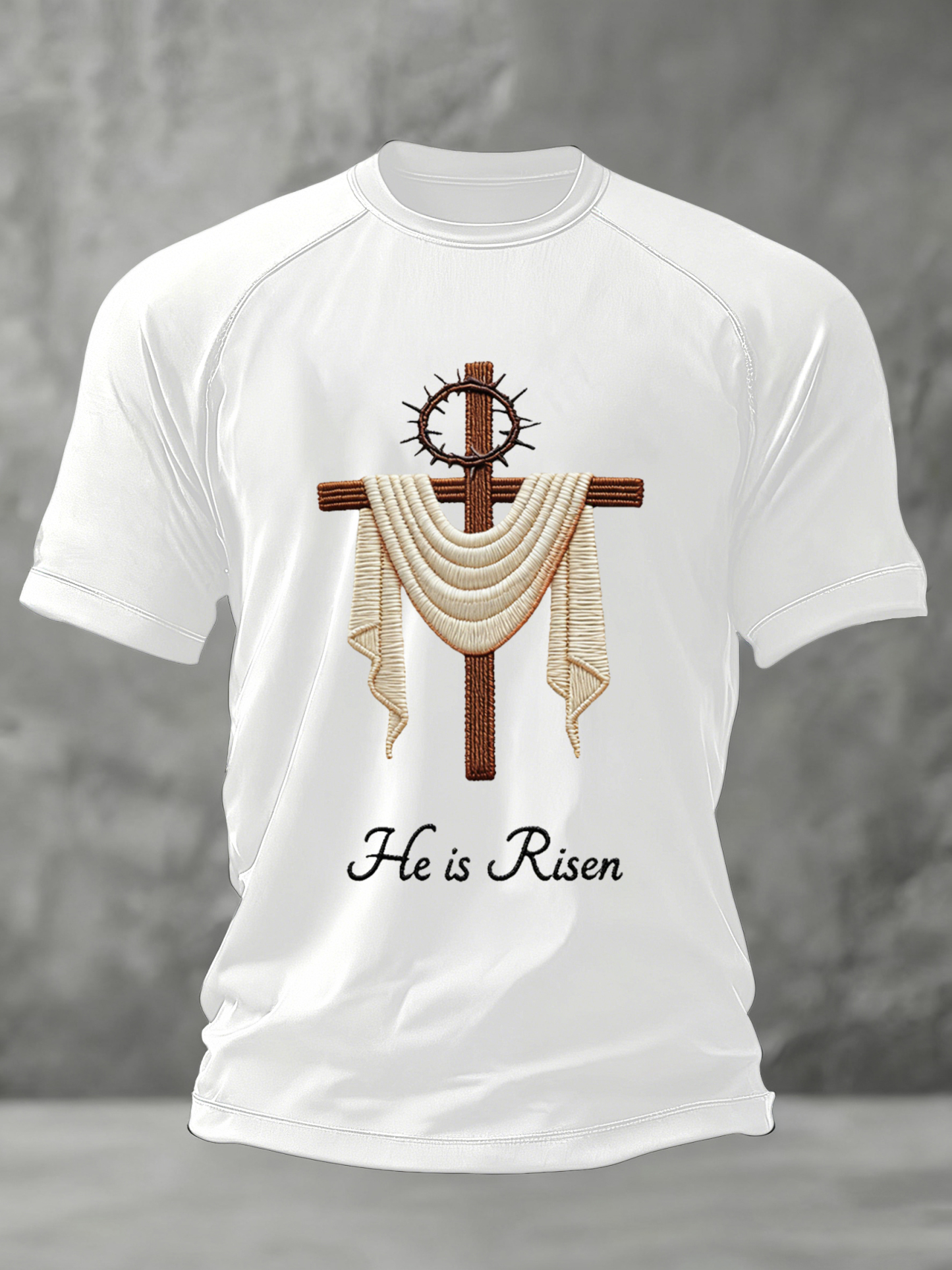 Men's He Is Risen Jesus Christian Cross Print Tee