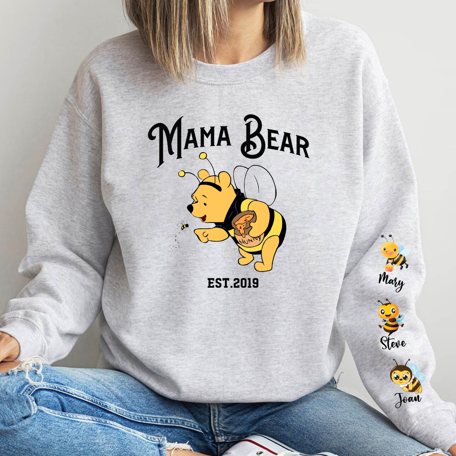 Custom Mama Bear Mommy to Bee Sweatshirt