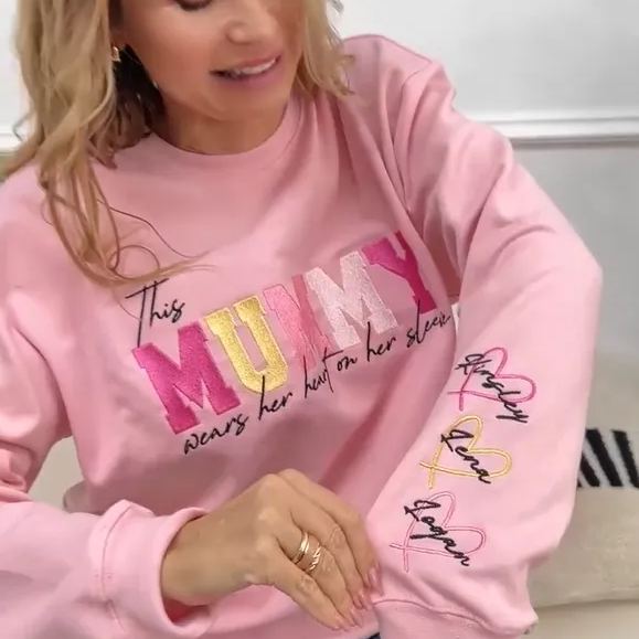 Custom Heart On Sleeve Embroidered Sweatshirt – Meaningful Gift for Mum & Grandma
