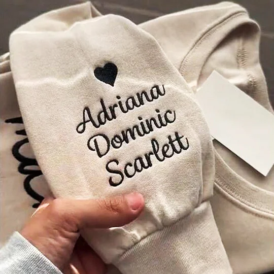 Custom mama Embroidered Sweatshirt with Kids Names on Sleeves