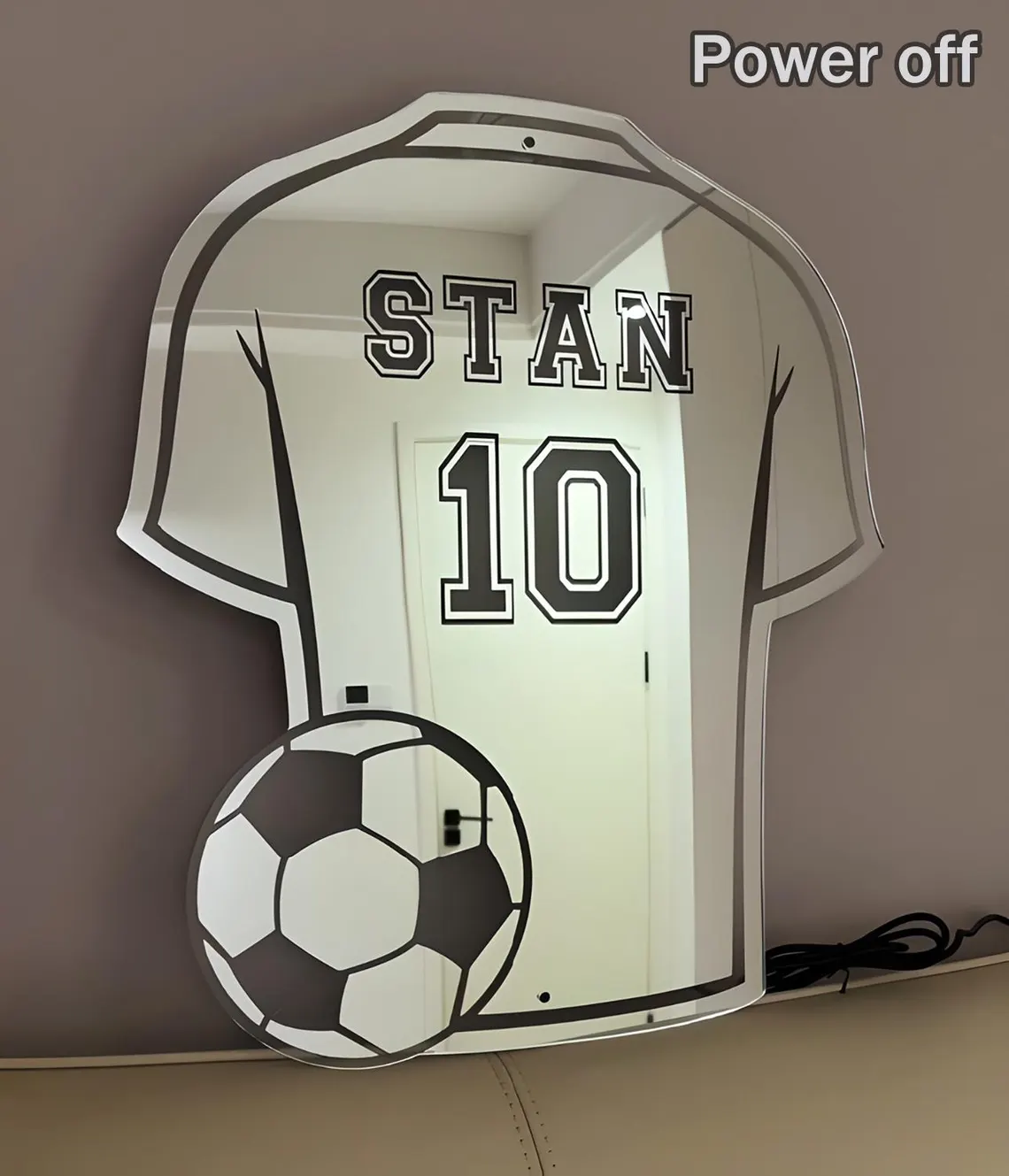 Custom Football Jersey LED Mirror Light – Personalized Jersey Number & Name Sign