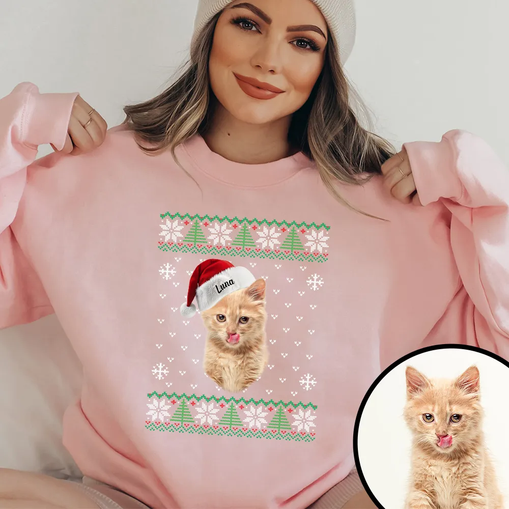 Custom Pet Christmas Ugly Sweater, Custom Dog Name HoodieShirt/Crewneck/Hoodie