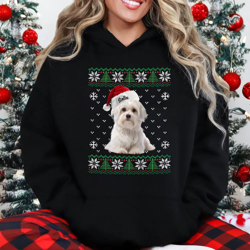 Custom Pet Christmas Ugly Sweater, Custom Dog Name HoodieShirt/Crewneck/Hoodie