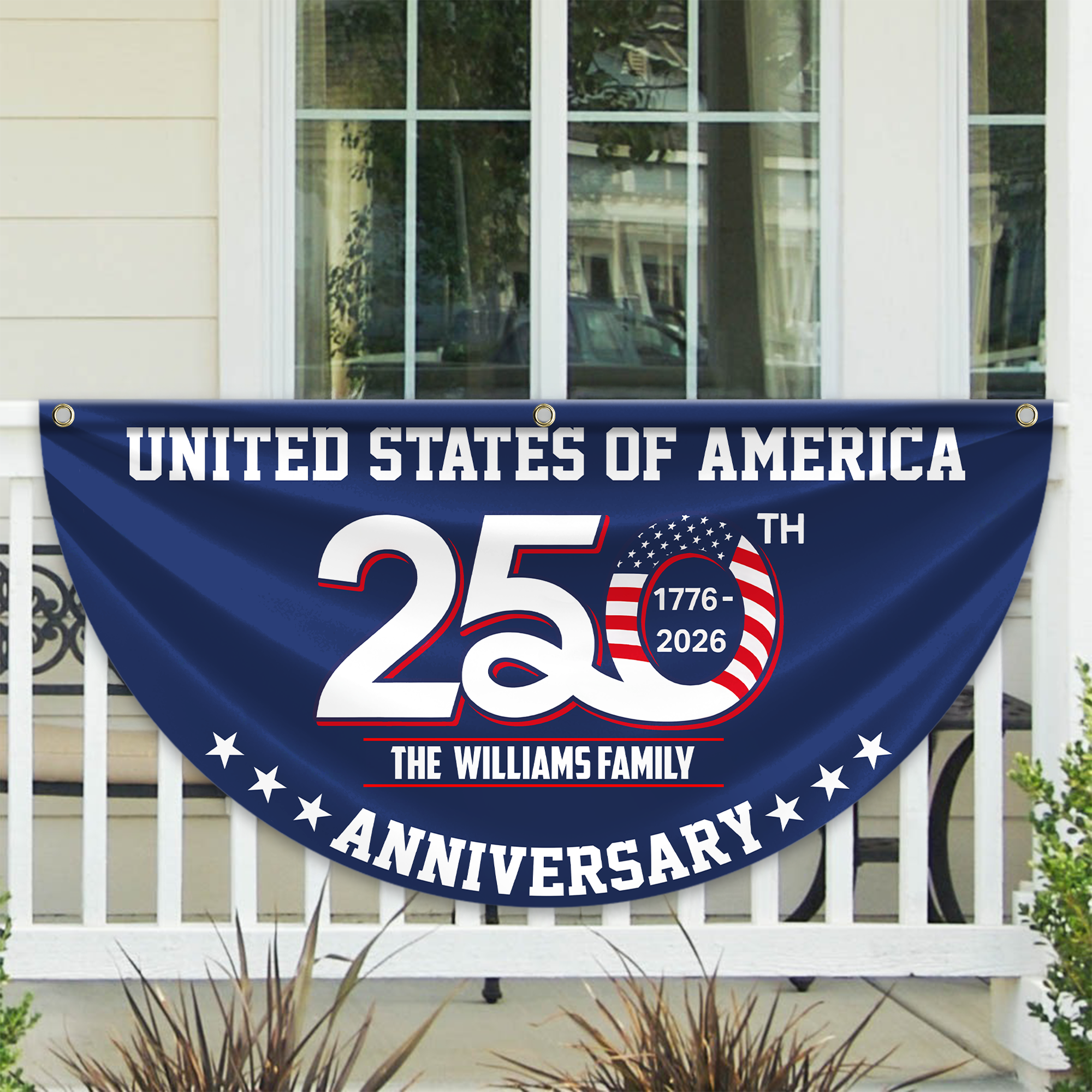 Patriotic 250th Anniversary 1776 2026 United States of America Non-Pleated Fan Flag LM32 897747