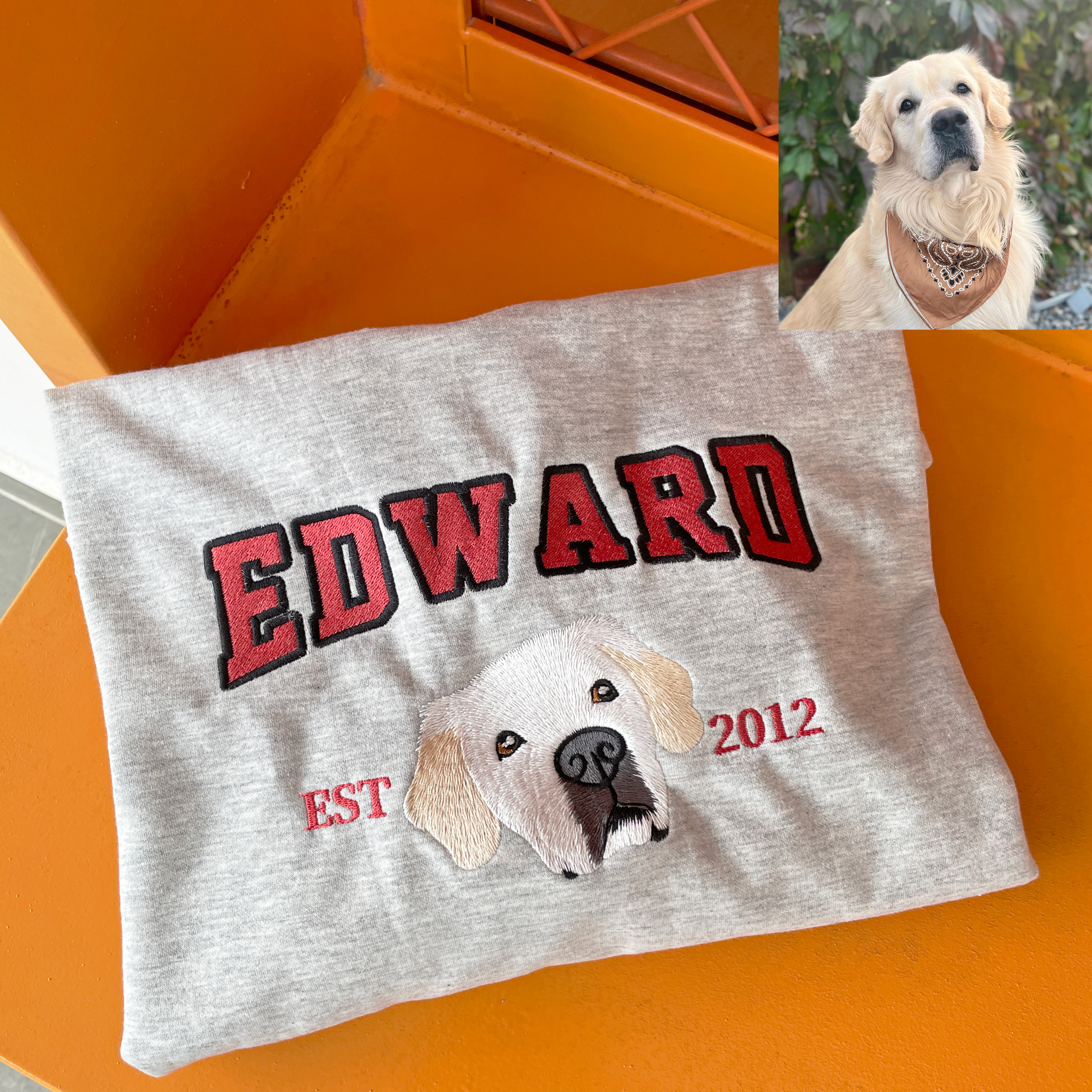 50%off⭐️Custom Embroidered Hoodie/Sweatshirt With Pet Portrait