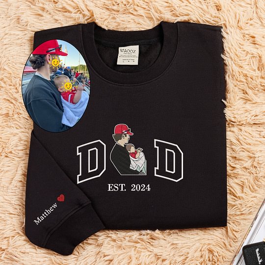 🔥Hot Sale🔥Custom DAD Embroidered Photo Sweatshirt - Gift to Father