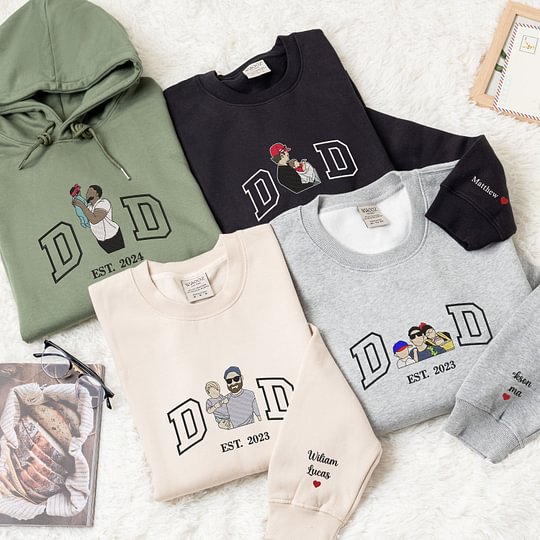 🔥Hot Sale🔥Custom DAD Embroidered Photo Sweatshirt - Gift to Father