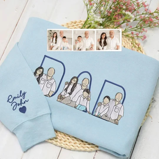 Custom Family Embroidered Sweatshirt – A Unique And Heartwarming Gift For Dad Or Mom