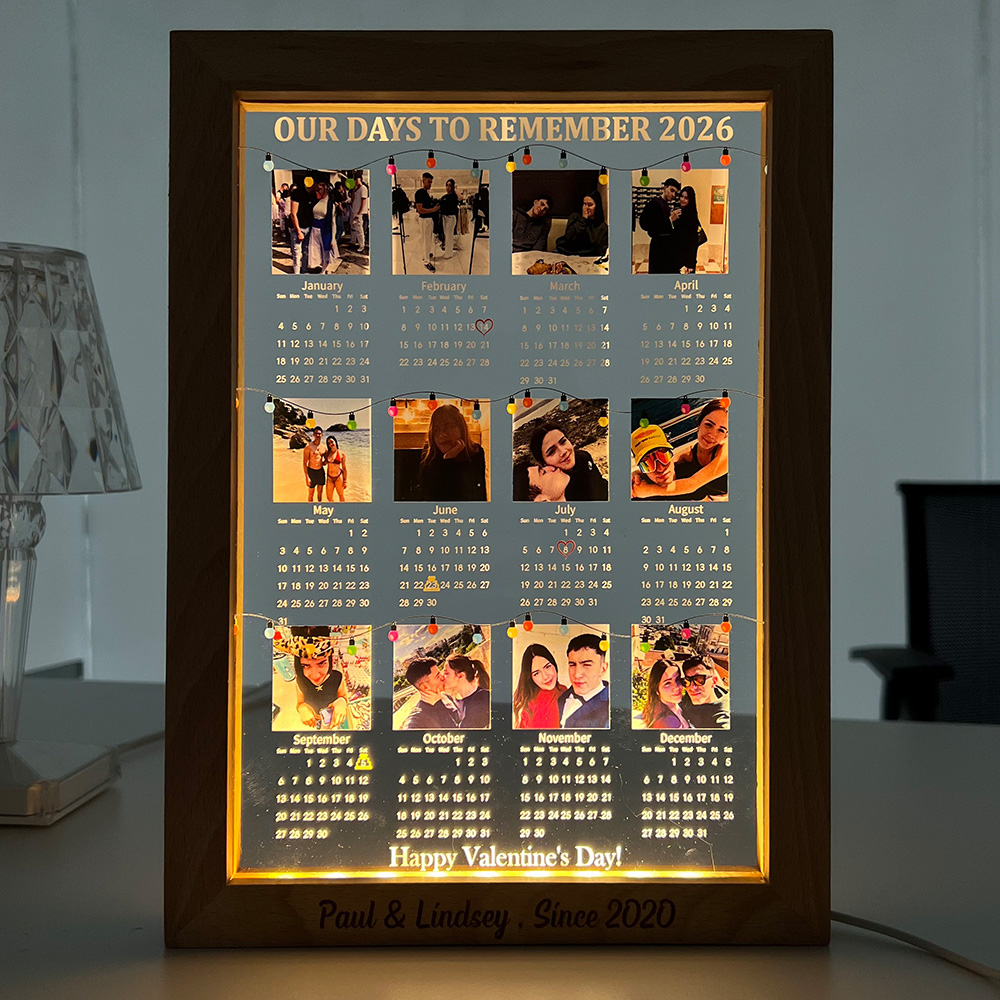 Custom Our Days To Remember 2026 Calendar LED Light Box with Photo for Couples