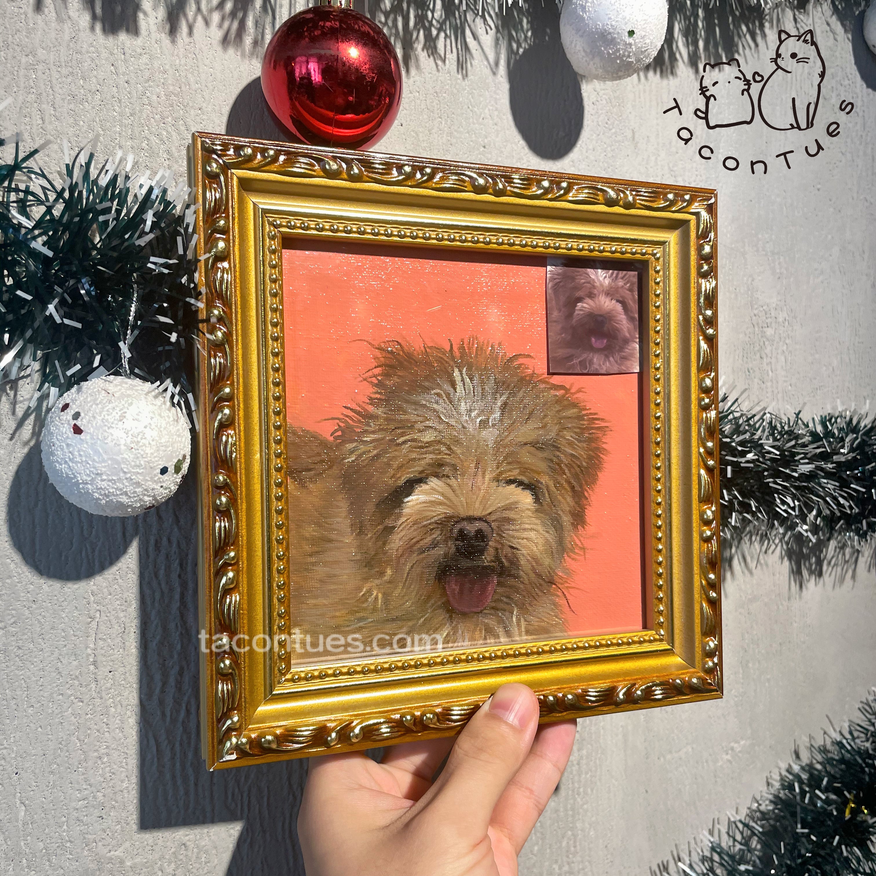 Custom Framed Oil Painting Pet Portrait