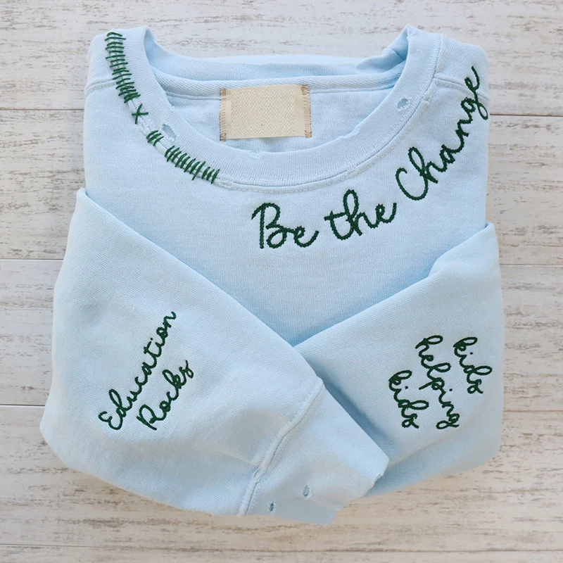 Vintage Embroidered Handmade CrewNeck Hoodie