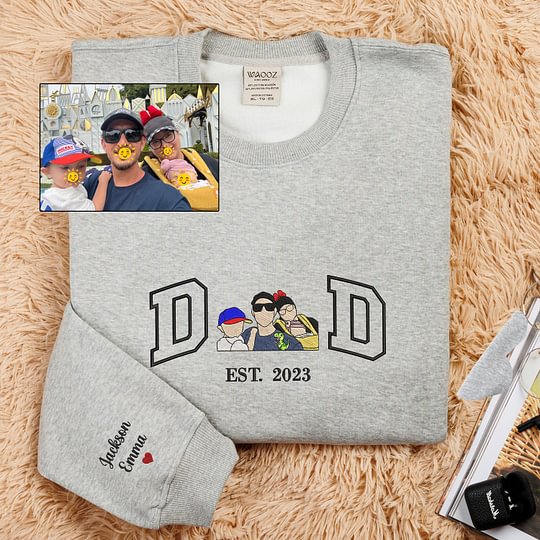 🔥Hot Sale🔥Custom DAD Embroidered Photo Sweatshirt - Gift to Father