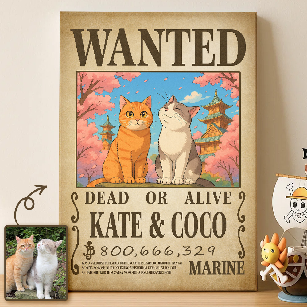 Custom Pet Anime Wanted Portrait, Pirate Theme Frame Gift⚓