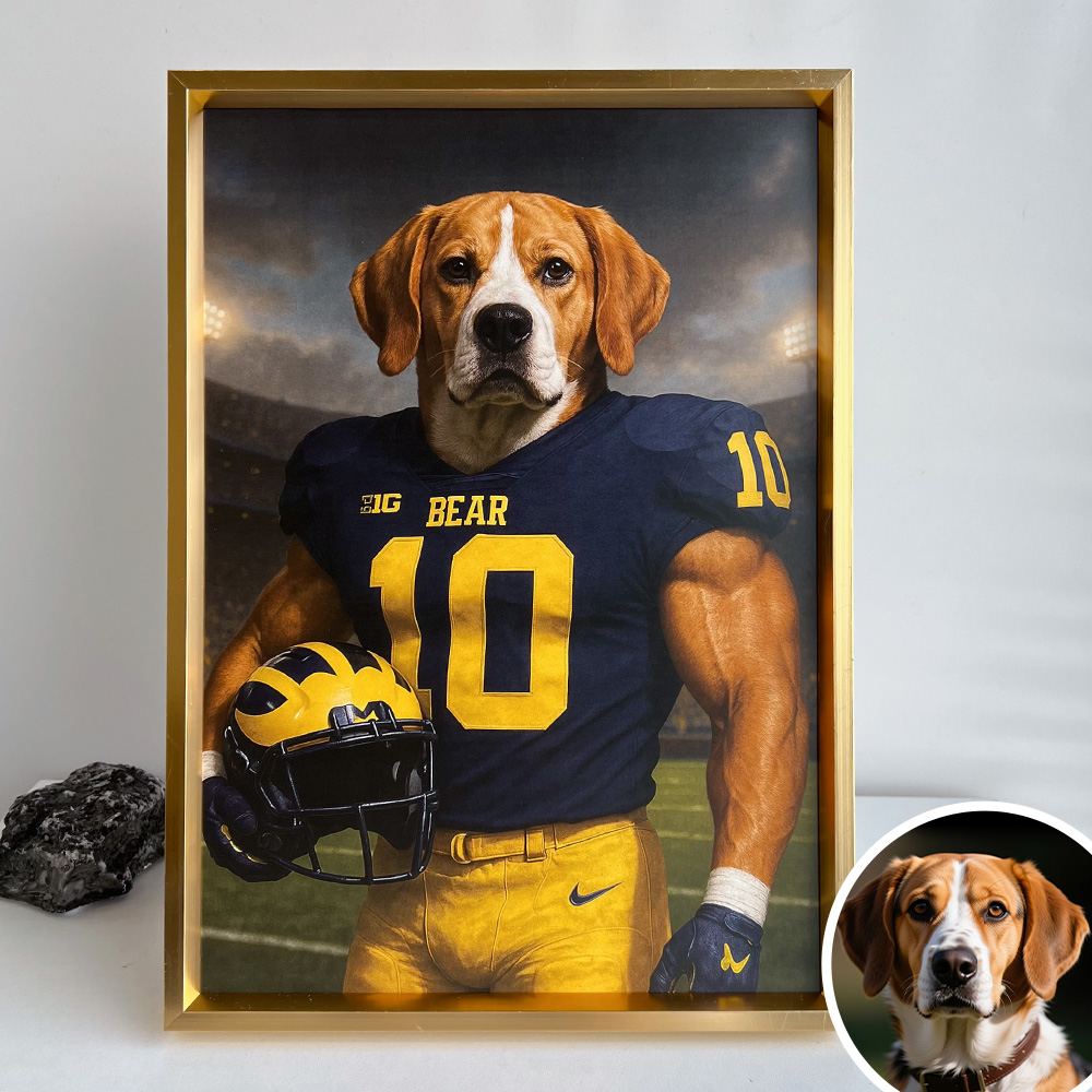 🏈Custom Pet Portrait Wall Art American Football Team NFL NCAA