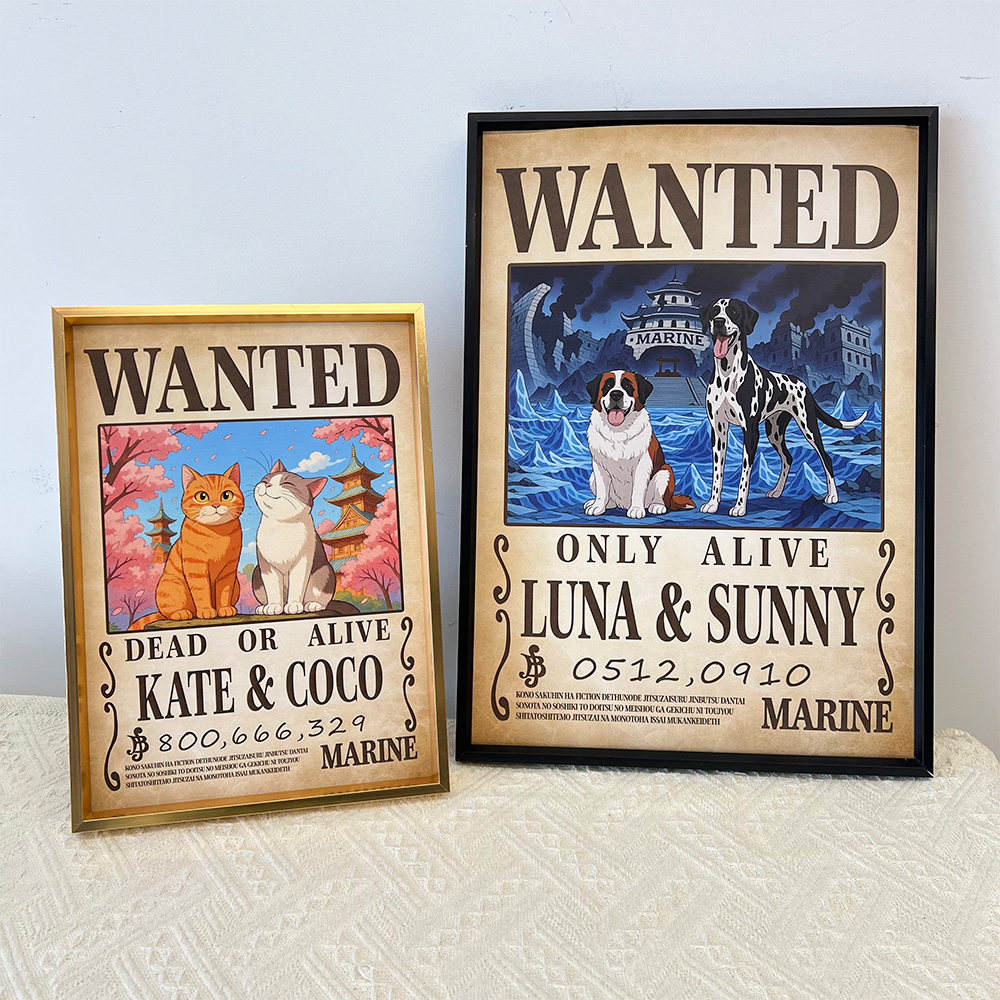 Custom Pet Anime Wanted Portrait, Pirate Theme Frame Gift⚓