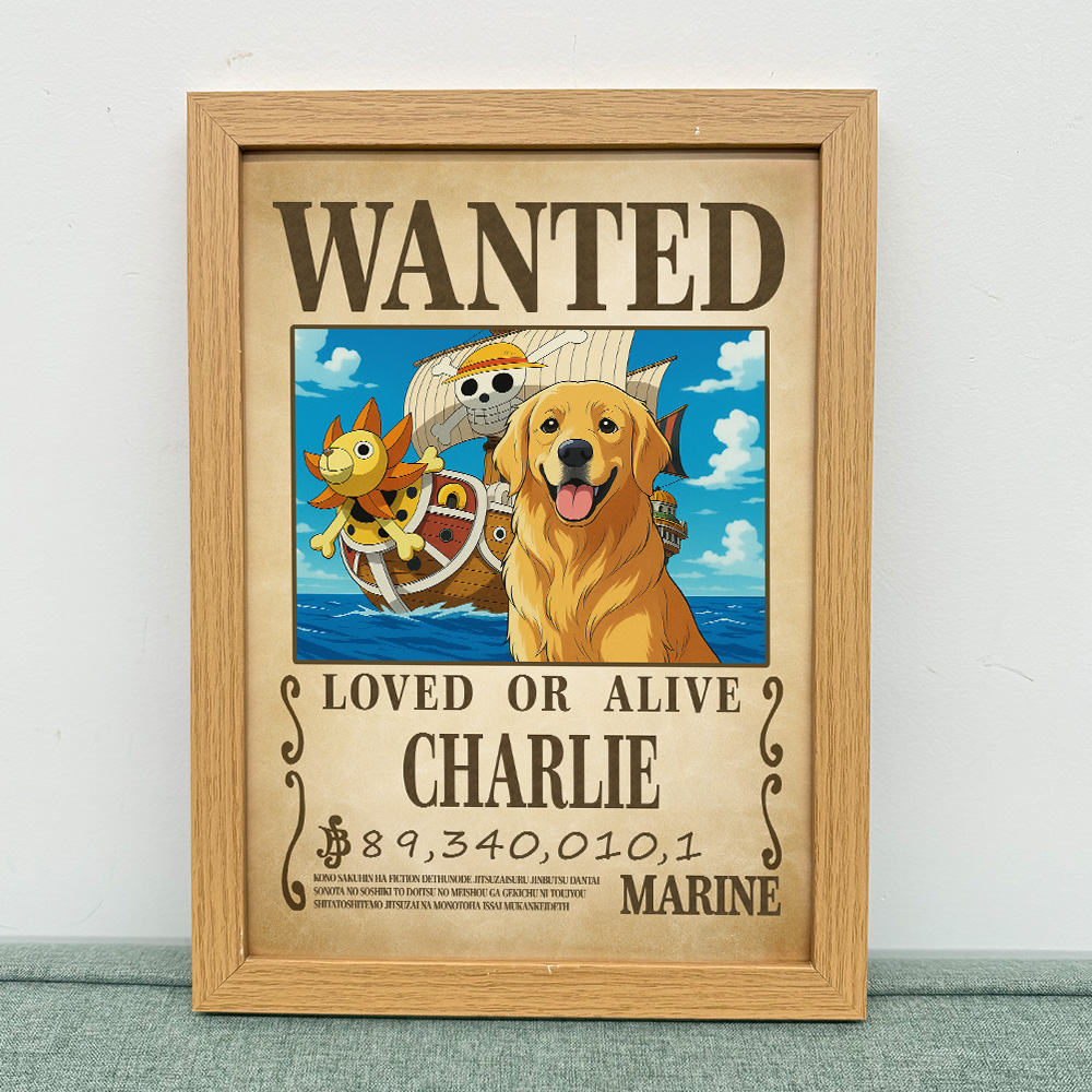 Custom Pet Anime Wanted Portrait, Pirate Theme Frame Gift⚓