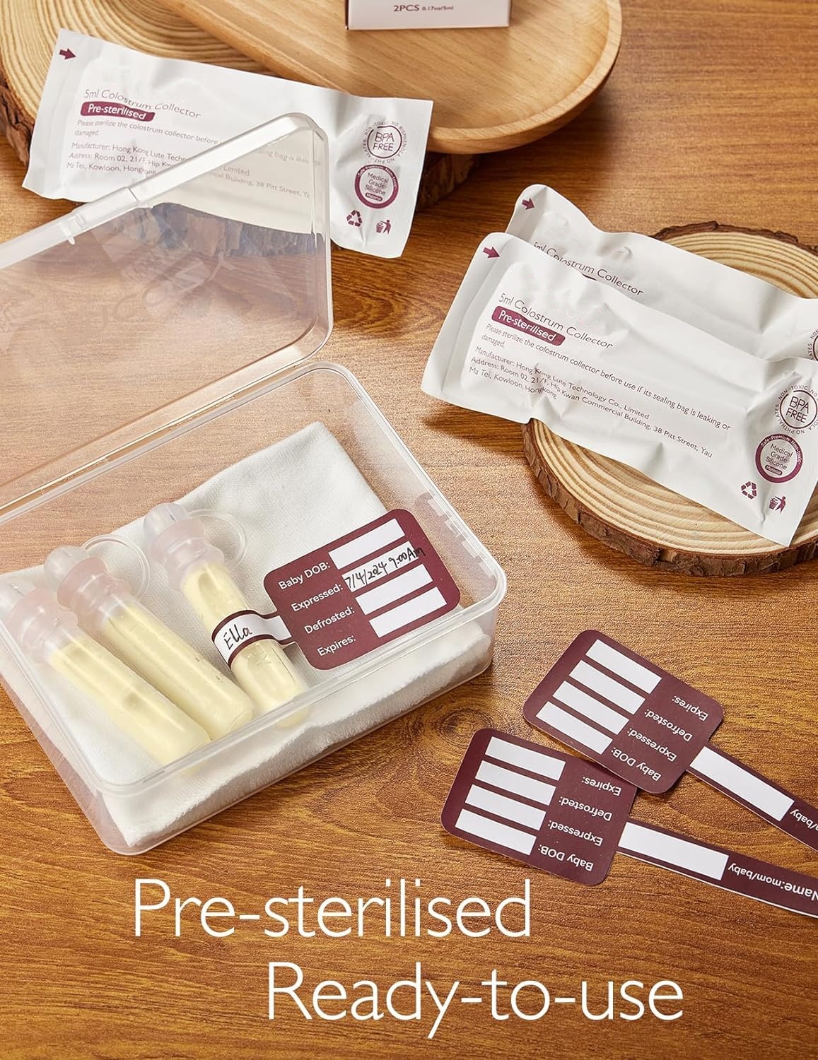 BYTEBAZAAR Colostrum Collector Kolostrum-Sammler Wiederverwendbarer Muttermilch-Sammler, tragbarer Kolostrum-Behälter zum Füttern des Babys, Mehrzweck-Sammler BPA-frei, 5ml-2St.