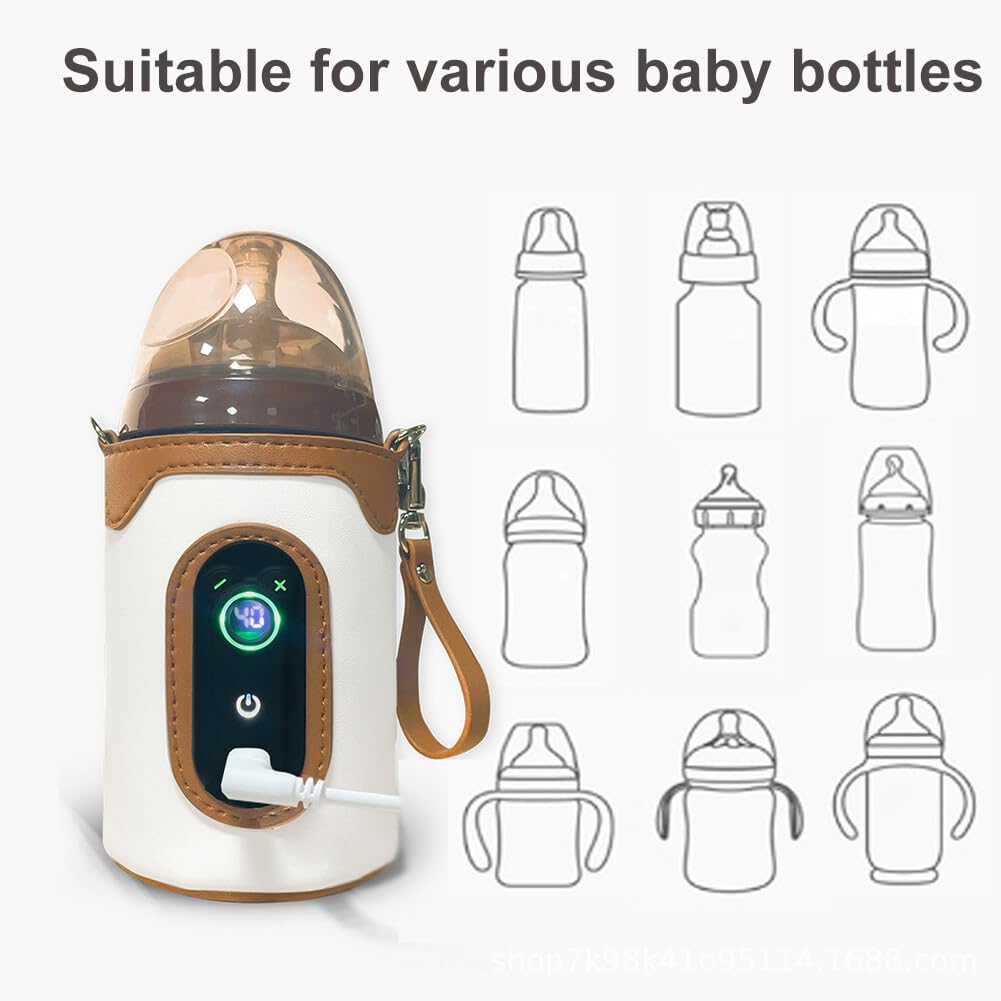 BYTEBAZAAR Flaschenwärmer Baby Unterwegs, Fläschchenwärmer Babyflaschenwärmer mit 26 Temperatur, USB Flaschenwärmer mit LCD-Display für Unterwegs Baby Flaschenwärmer Milchwärmer Baby für Flaschen