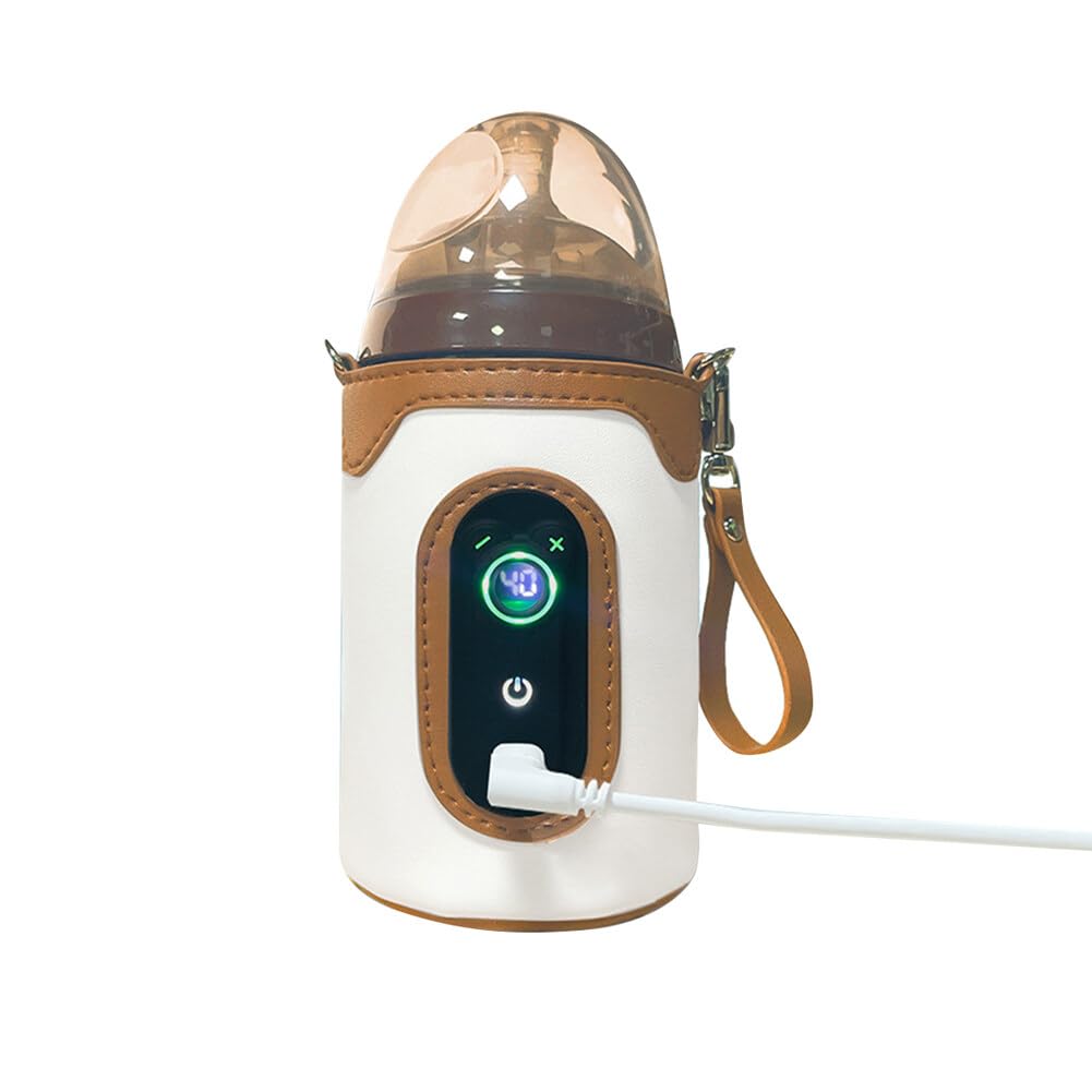 BYTEBAZAAR Flaschenwärmer Baby Unterwegs, Fläschchenwärmer Babyflaschenwärmer mit 26 Temperatur, USB Flaschenwärmer mit LCD-Display für Unterwegs Baby Flaschenwärmer Milchwärmer Baby für Flaschen