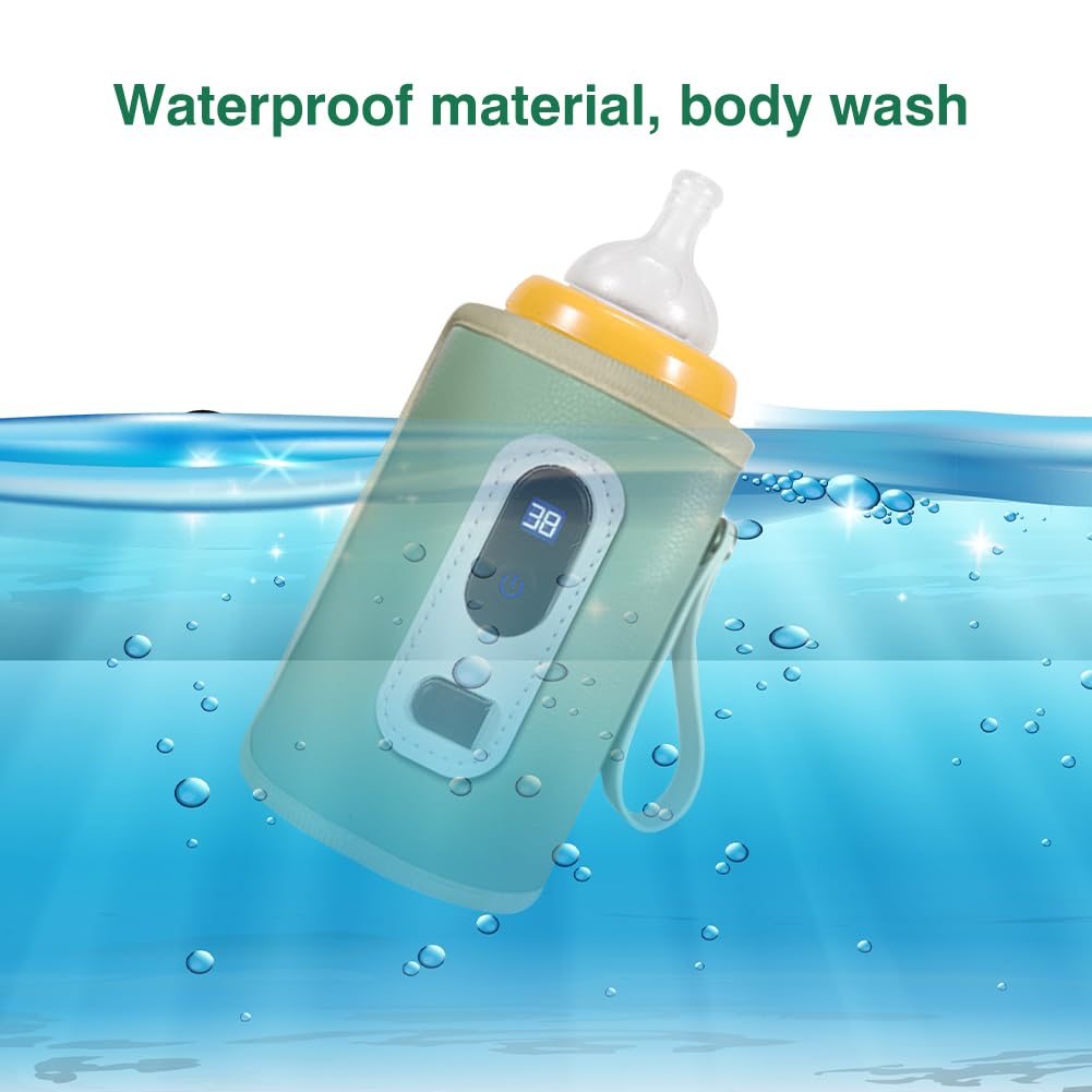 BYTEBAZAAR Flaschenwärmer Baby Unterwegs Tragbarer USB Fläschchenwärmer, Babyflaschenwärmer mit Temperatur Display, Babykostwärmer Milchwärmer Baby Tasche für alle Flaschen, Baby Flaschenwärmer für Auto Reisen
