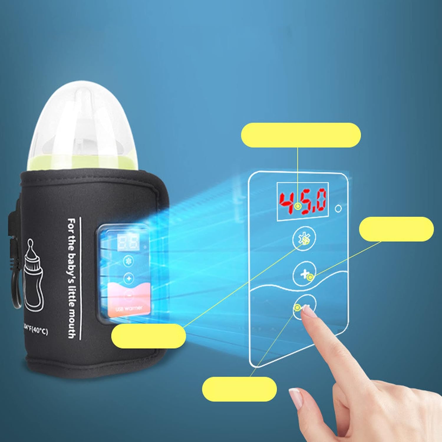 BYTEBAZAAR Tragbarer MilchflaschenwäRmer, Konstante Temperatur, Schnelle ErwäRmung, Schnelle ErwäRmung, USB-MuttermilchflaschenwäRmer, FüR die Reise, Temperaturanzeige