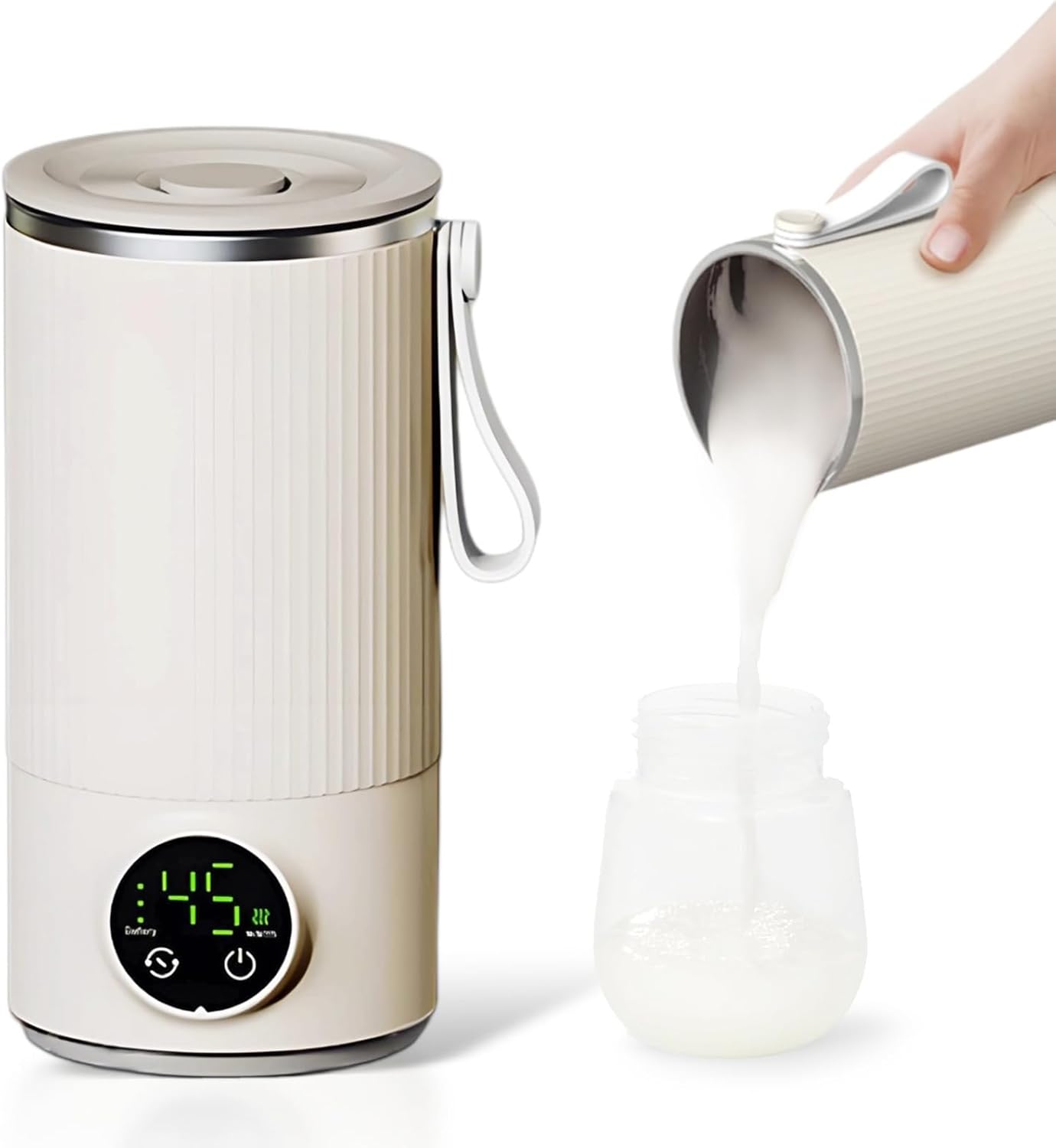 BYTEBAZAAR 400 ml Flaschenwärmer Baby, USB wiederaufladbarer Flaschenwärmer Baby Unterwegs mit 6000 mAh Akku, integriertem Rührer, einstellbarer Temperatur, schneller Erwärmung für Muttermilch, Kaffee